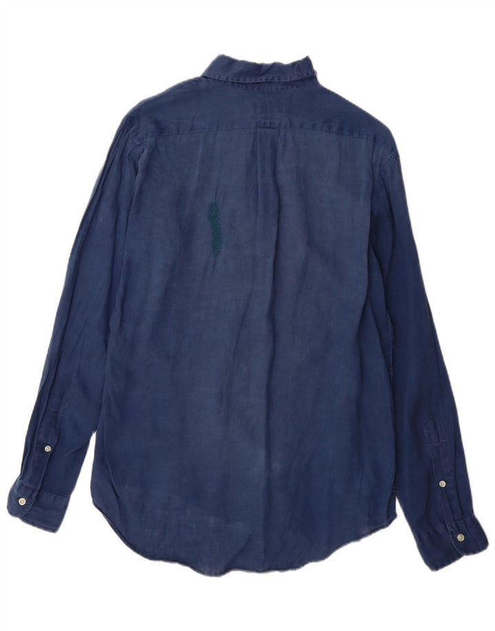 Ralph Lauren Mens Shirt Small Navy Blue Linen