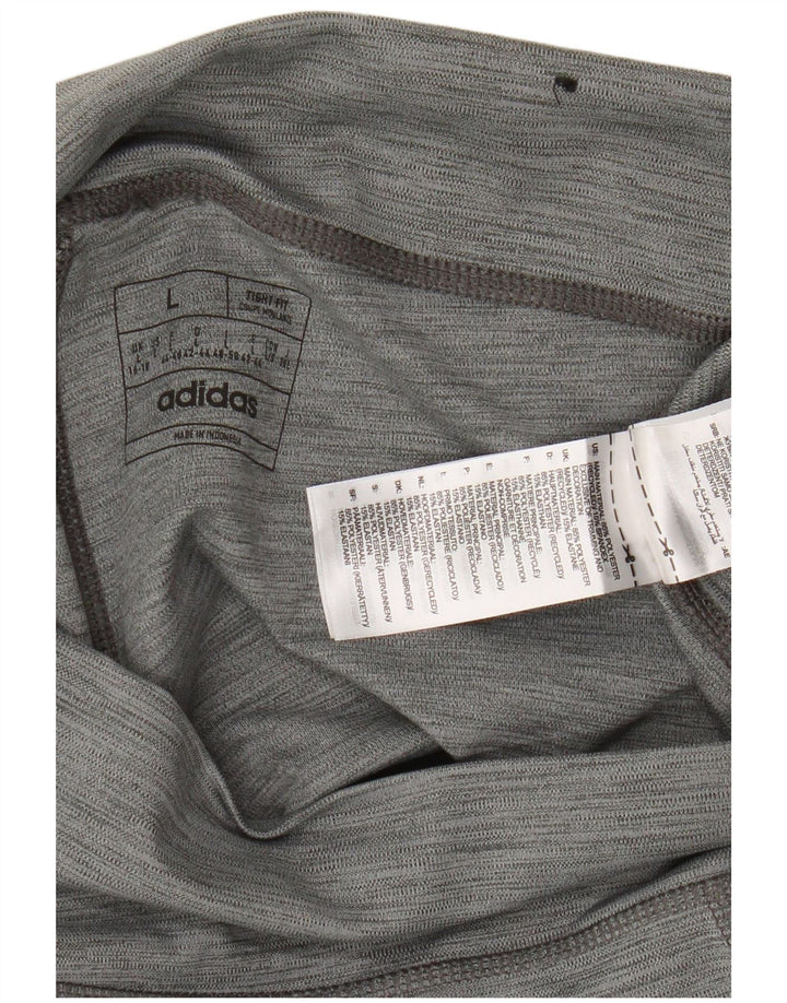 Adidas Womens Leggings UK 16/18 Large Grey Polyester