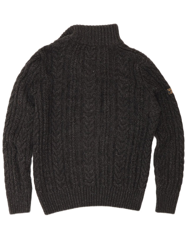 Męski sweter z zamkiem Superdry, średnioszary, akrylowy