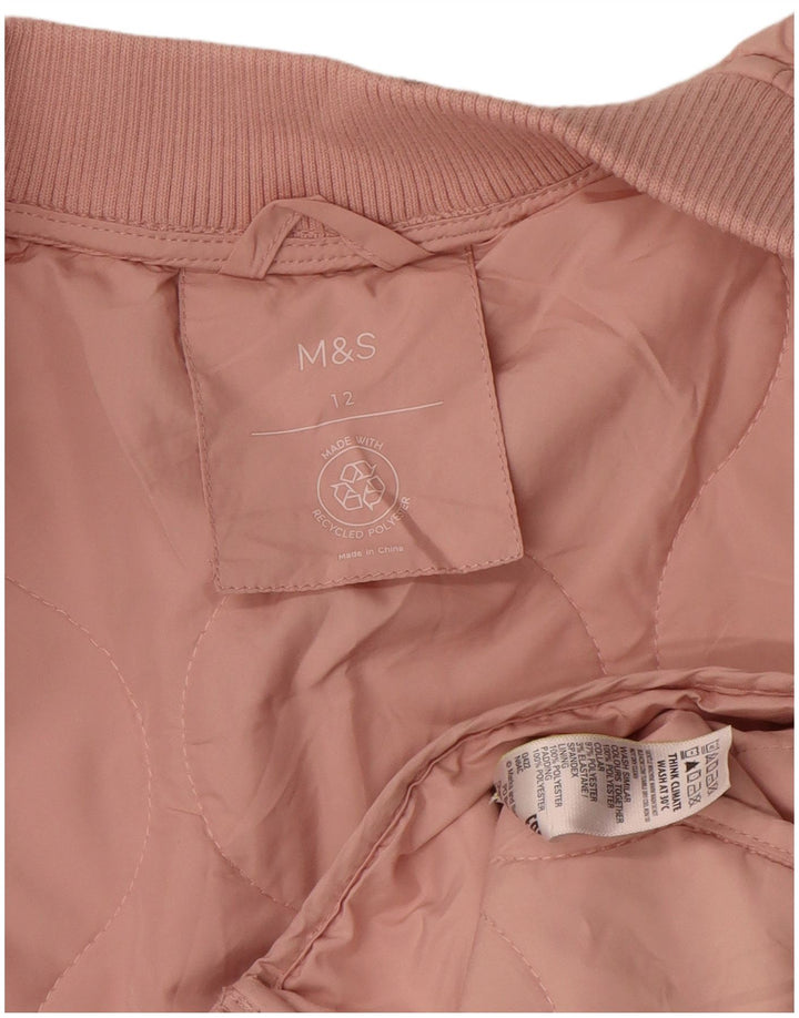 Женская стеганая куртка Marks & Spencer UK 12, полиэстер среднего розового цвета