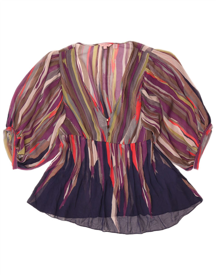 Ted Baker Ženska prozirna gornja bluza s krilima šišmiša, veličina 1 XS, višebojna