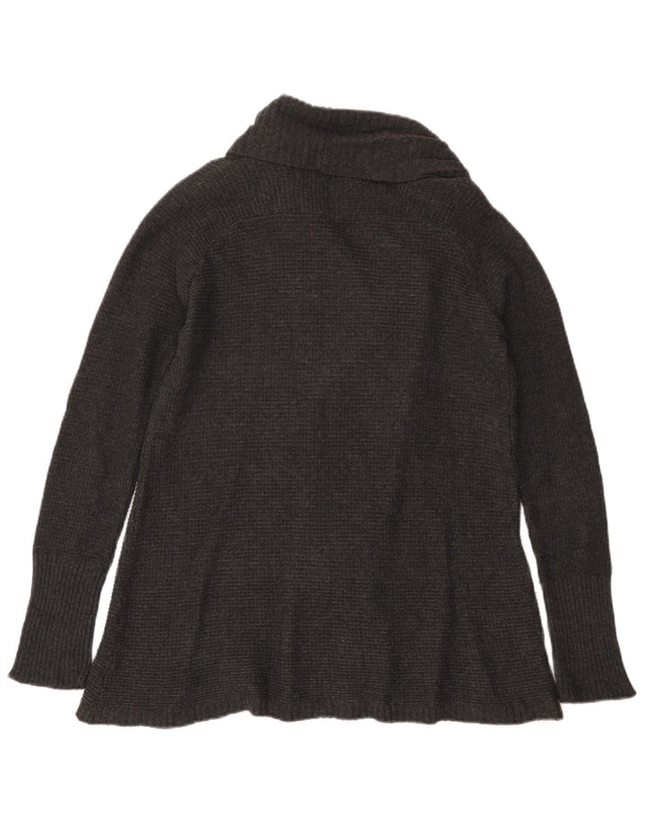 Zara Womens Open Cardigan Sweater UK 12 Coton Gris Moyen