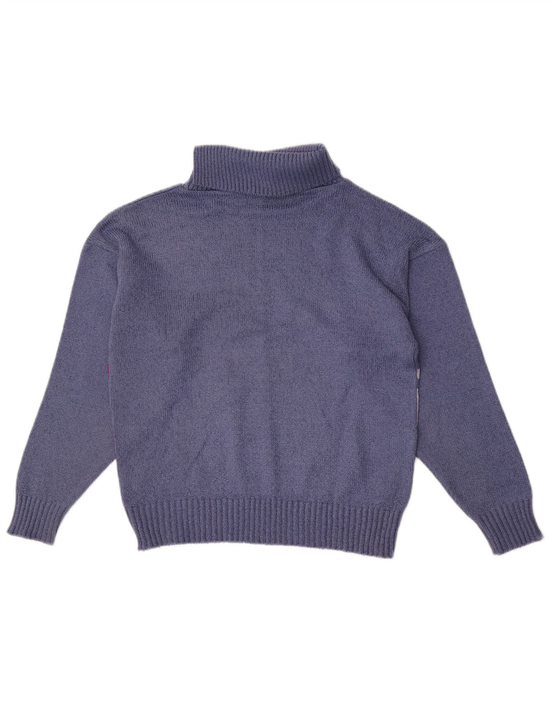 Pebble Dame Rullehals Sweater UK 12 Medium Blue Colourblock
