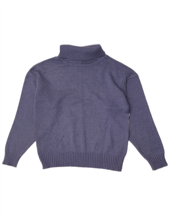 Pebble Dame Rullehals Sweater UK 12 Medium Blue Colourblock