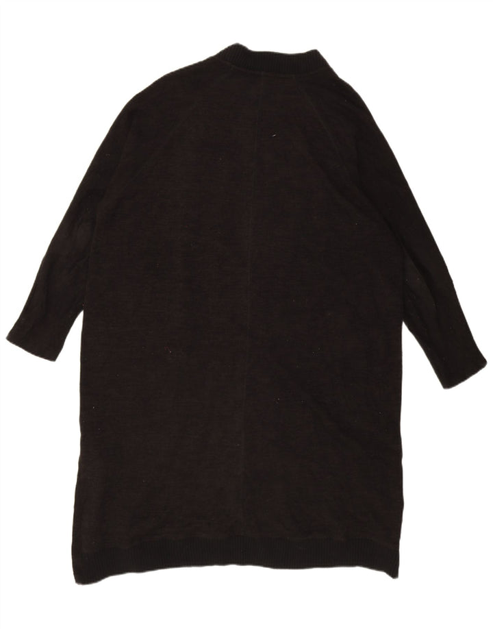 Zara Womens Oversized Longline Cardigan Sweater UK 16 Large Black Polyester