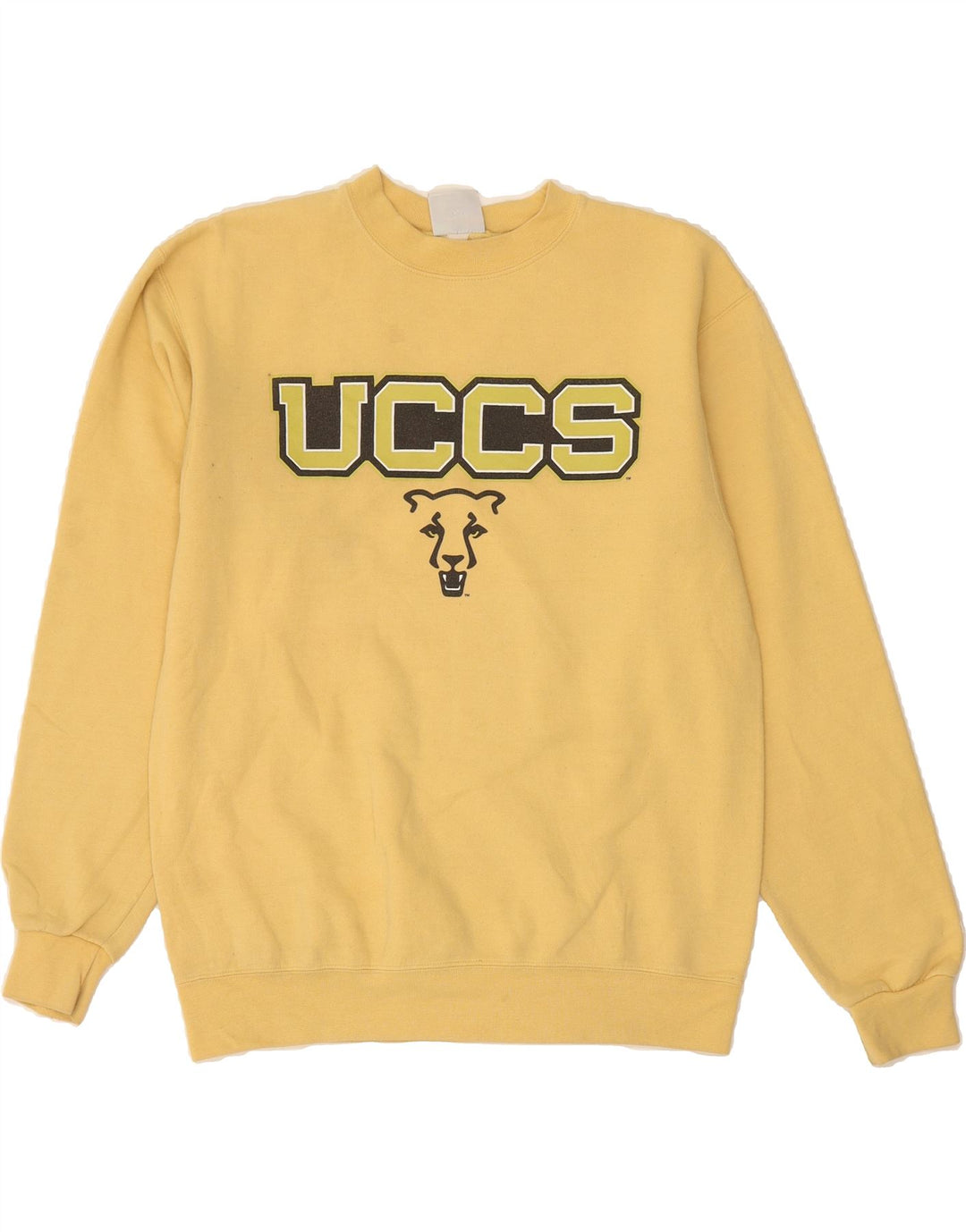 CHAMPION Mens Authentic Graphic Sweatshirt Jumper Medium Yellow Vintage Champion and Second-Hand Champion from Messina Hembry 