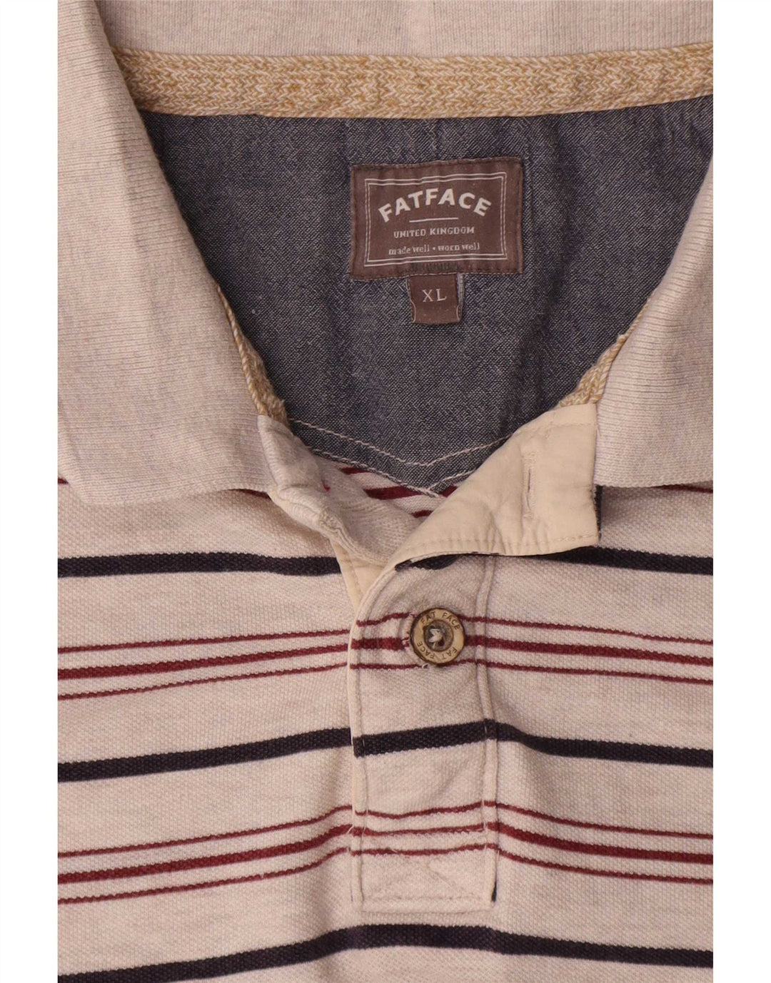 Fat Face Mens Polo Shirt XL Grey Striped Cotton