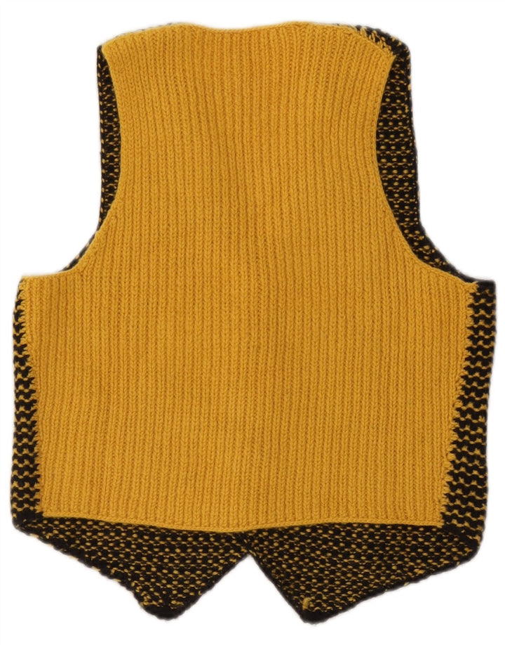 Vintage Mens Knit Waistcoat Small Yellow Striped