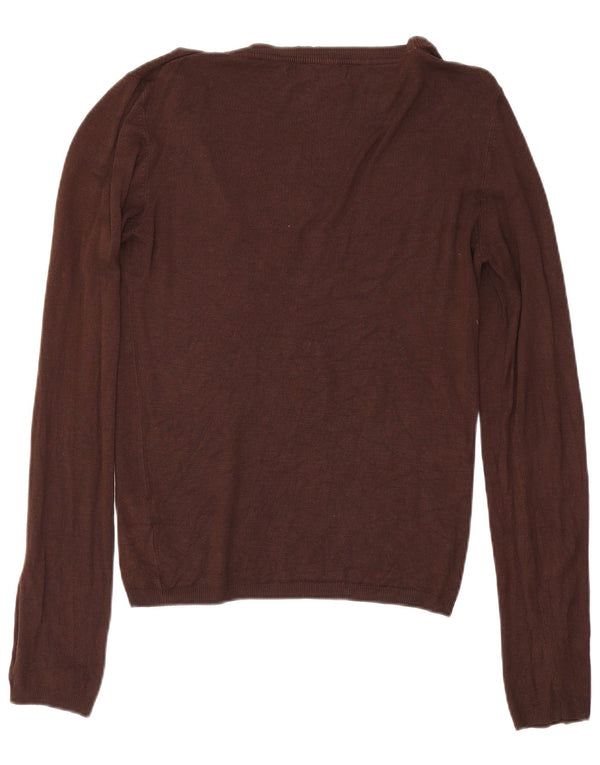 Maglione Zara da donna con scollo a V UK 14 Large Rayon marrone