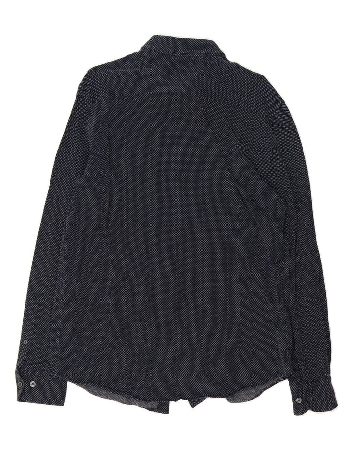 MASSIMO DUTTI Mens Shirt Large Navy Blue Spotted Cotton Vintage Massimo Dutti and Second-Hand Massimo Dutti from Messina Hembry 