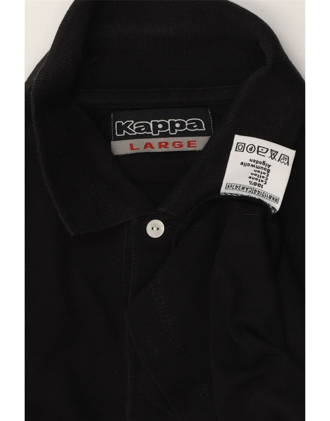 Kappa Mens Polo Shirt Large Black Cotton