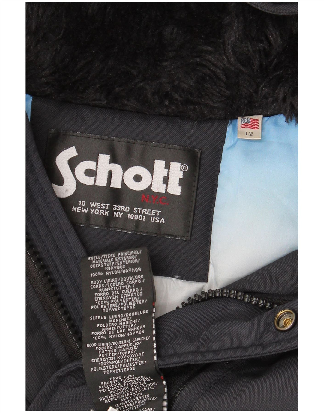 Cappotto imbottito con cappuccio da donna SCHOTT US 12 Large in poliestere nero