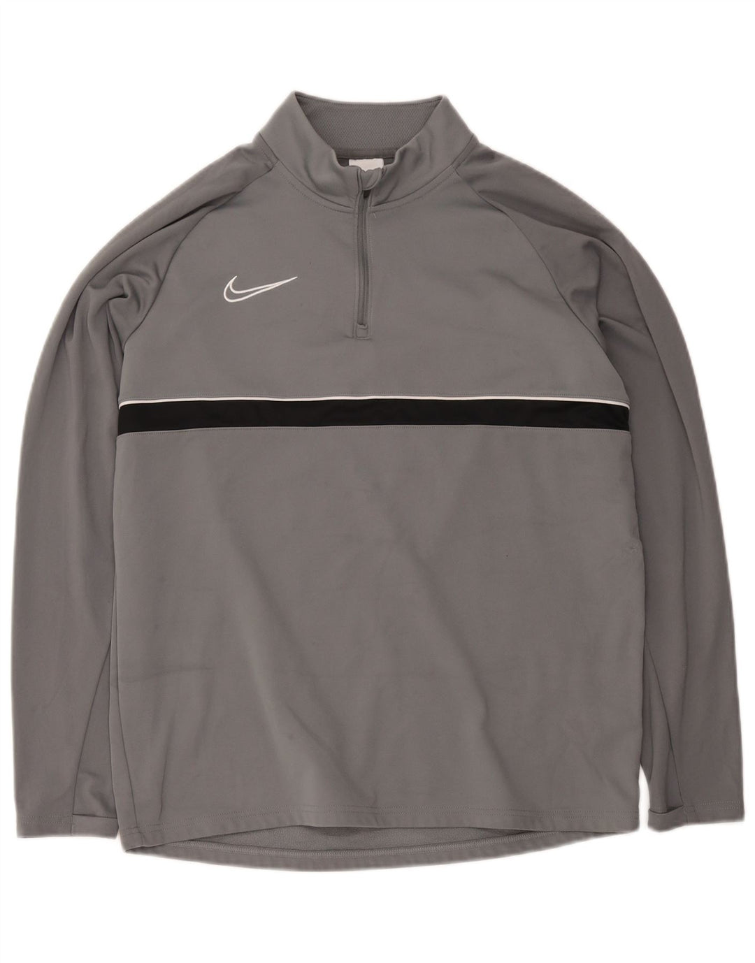 Nike Dri Fit Zip Neck Pullover Tuta da Uomo Top Large Grigio Colorblock