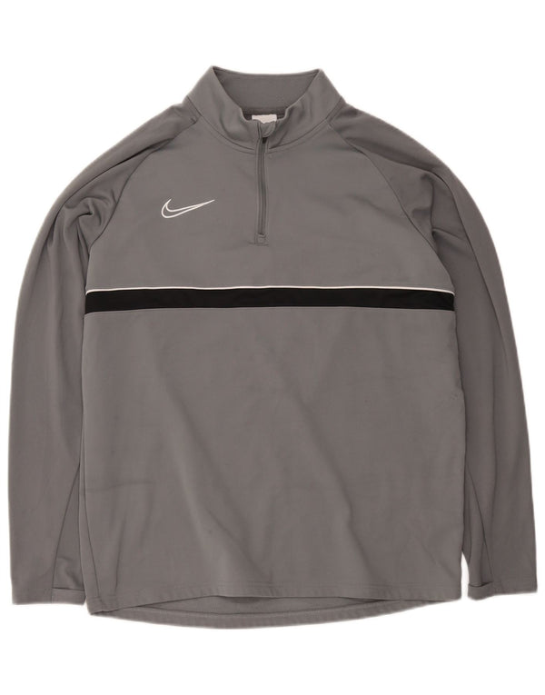 Nike Haut de survêtement Dri Fit Zip Neck pour hommes, grand, gris, color block