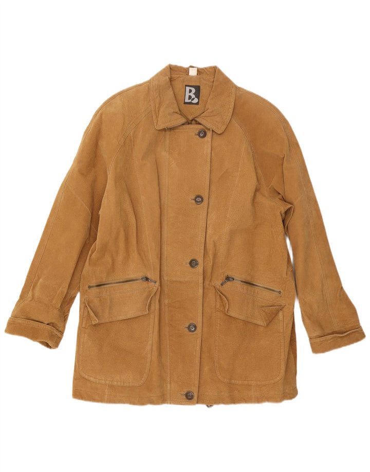 Vintage Womens Oversized Suede Overcoat UK 16 Large Beige Leather