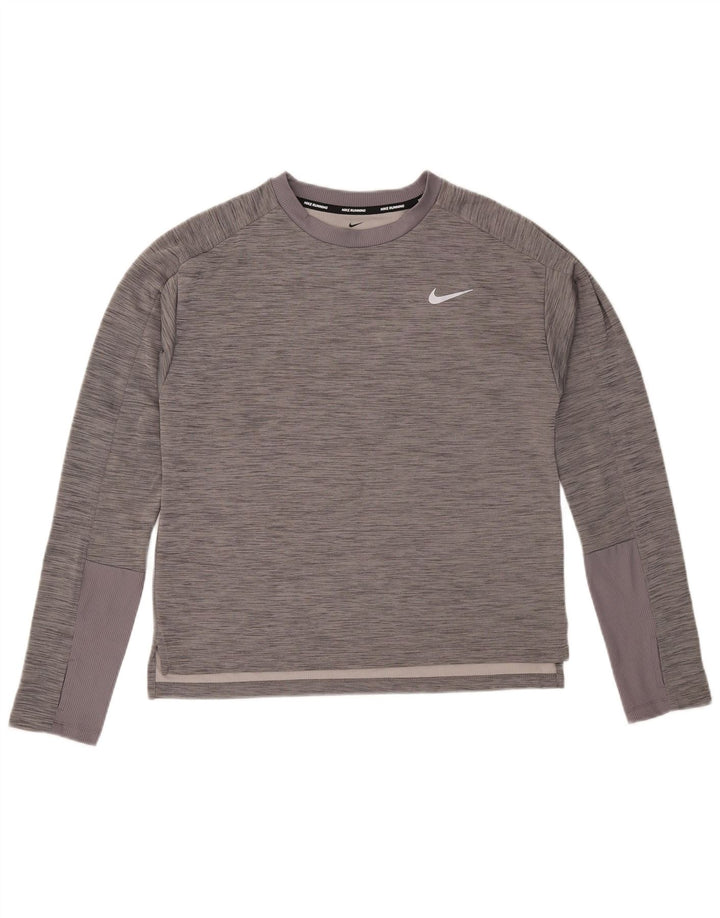 Мужской топ Nike Dri Fit с длинным рукавом, средний серый, в крапинку