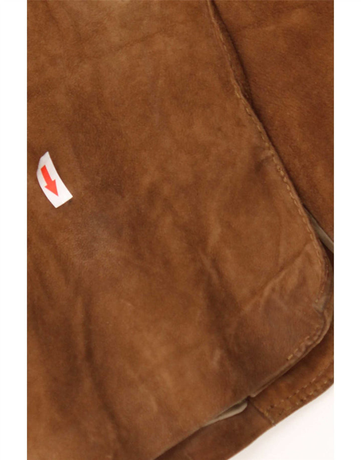 Giacca blazer vintage da uomo in pelle scamosciata a 3 bottoni UK 40 grande in pelle marrone