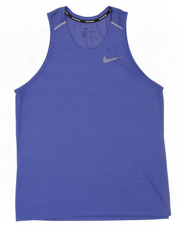 Nike Mens Dri Fit Vest Top Large Blue Pinstripe Polyester