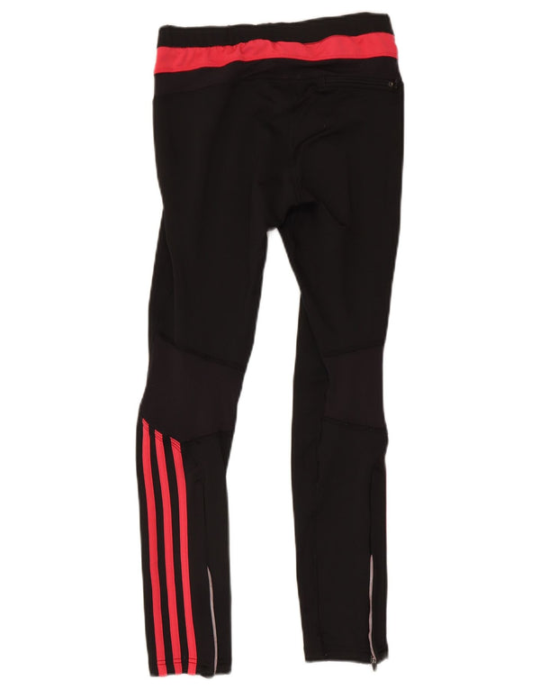 Adidas Womens Leggings UK 12 Medium Black Colourblock Polyester