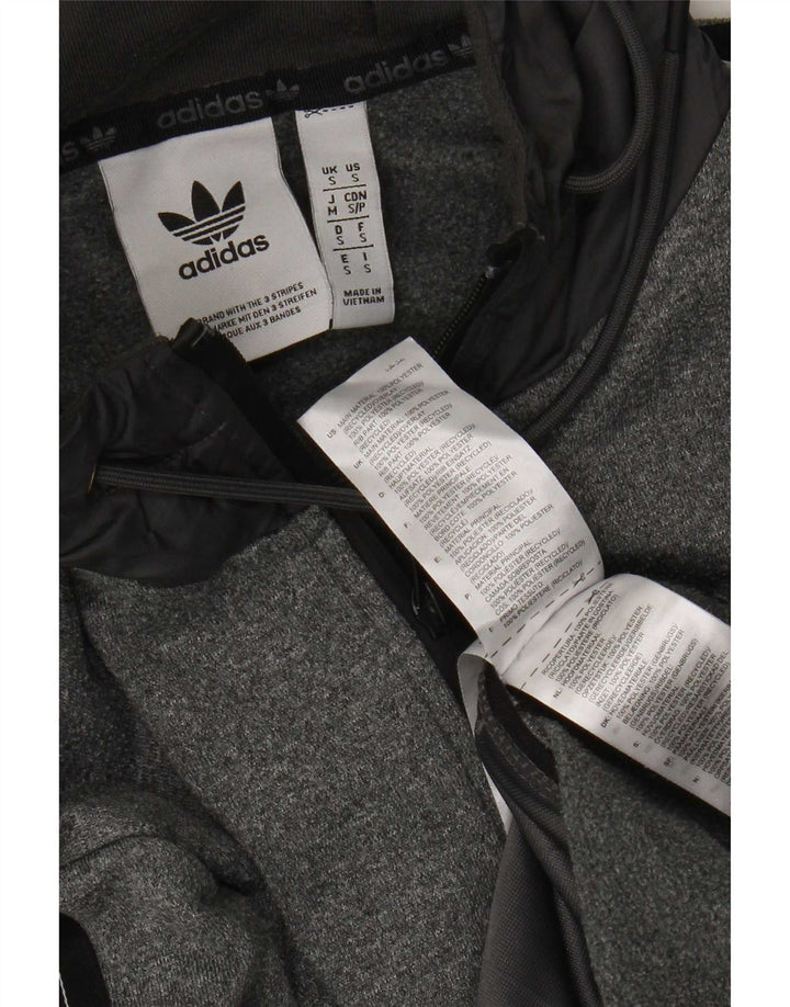 Adidas Herren-Kapuzenpullover mit grafischem Reißverschluss, klein, graues Farbblock-Polyester
