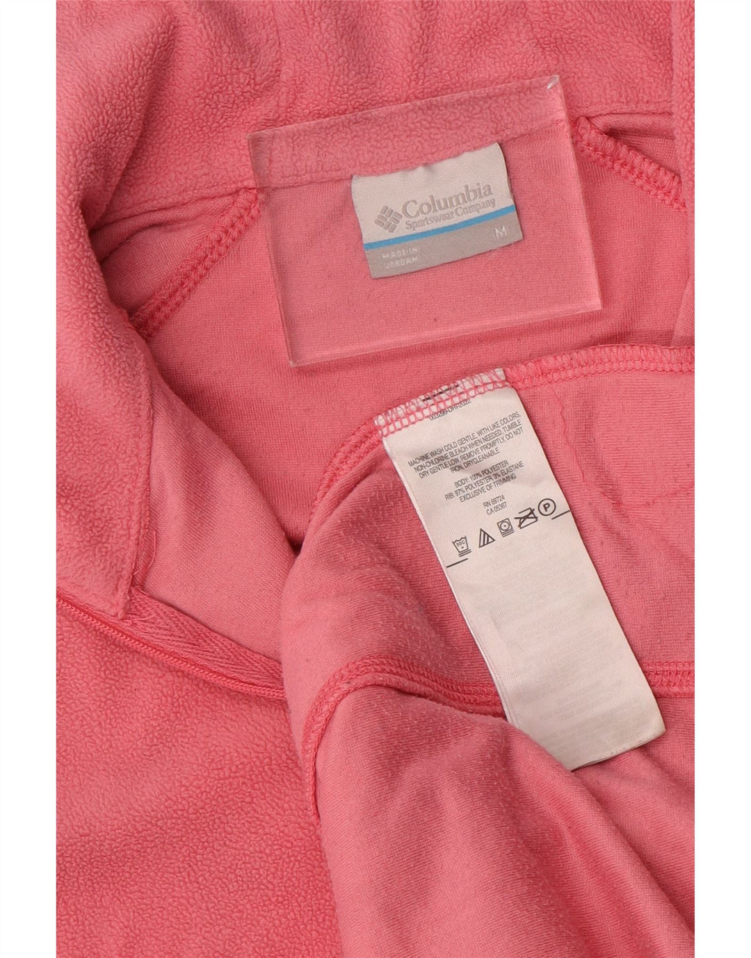 COLUMBIA Womens Zip Neck Fleece Jumper UK 12 Medium Pink Polyester