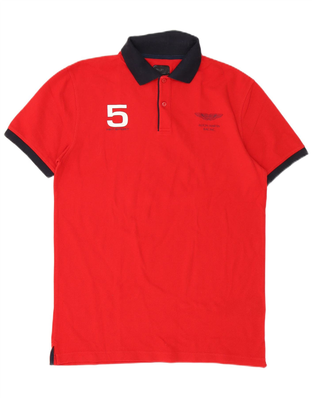 Hackett Herren-Rugby-Poloshirt mit Grafik, mittelrote Baumwolle
