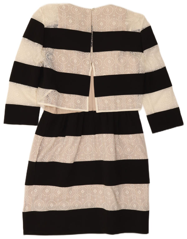 Ženska plašt haljina Karen Millen 3/4 rukava UK 10 Mala crna na pruge