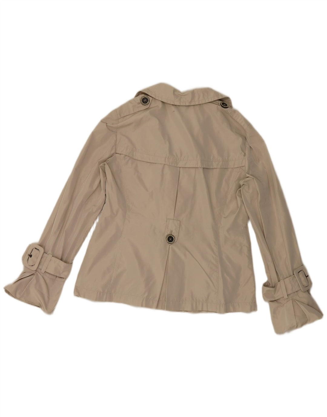 Casaco impermeável curto feminino Marella UK 14 grande poliéster bege