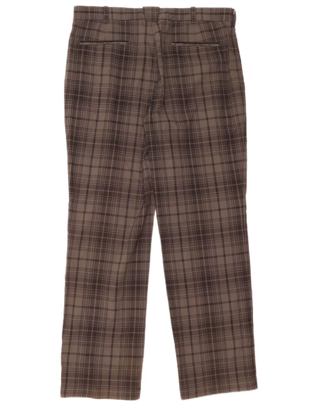 NIKE Mens Dri Fit Straight Chino Trousers W36 L32 Grey Check Polyester