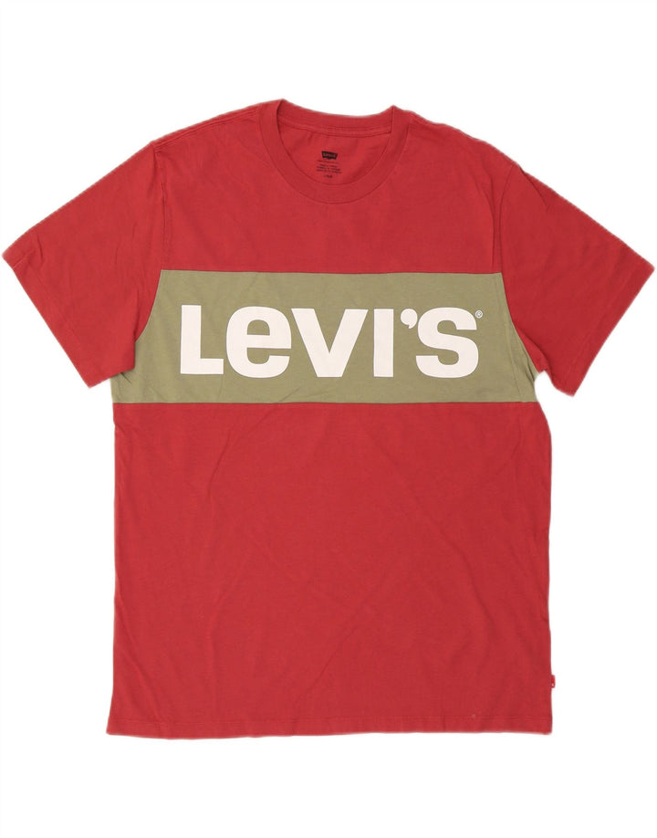 Мужская футболка с рисунком LEVI'S, большой красный цветной блок