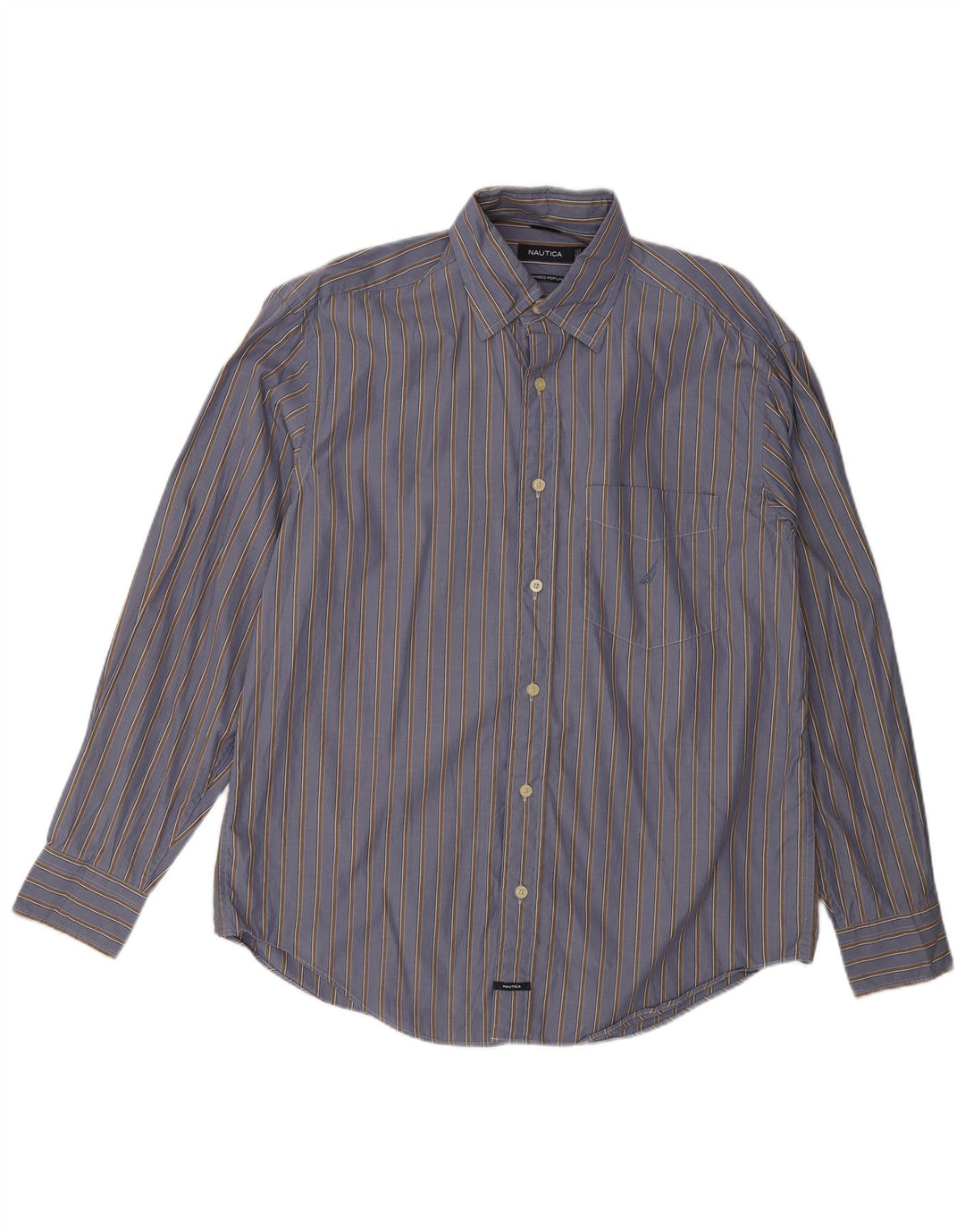 Camicia Uomo Nautica Cotone Gessato Blu Medio