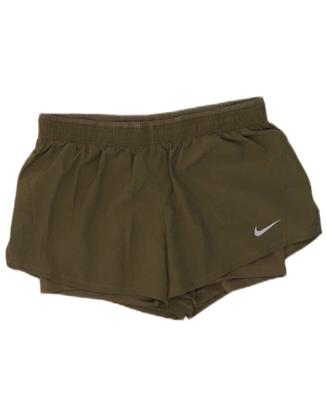 Nike Womens Dri Fit Sport Shorts UK 14 Large Khaki Polyester