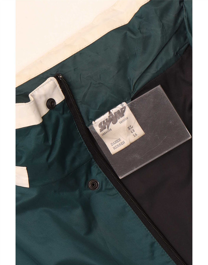 Shamp Mens Hooded Rain Jacket EU 56 XL Green Colourblock Polyamide