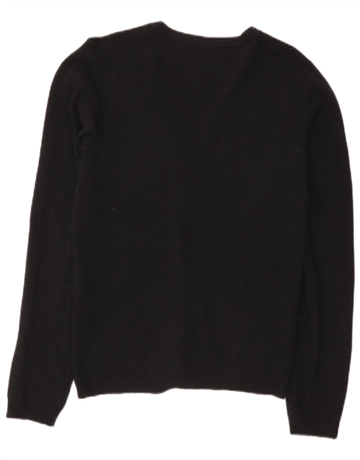 Benetton Dame Cardigan Sweater UK 10 Small Black Wool