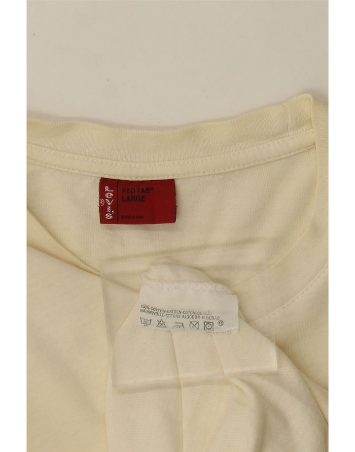 LEVI'S Top da donna a maniche lunghe UK 16 Large in cotone bianco sporco