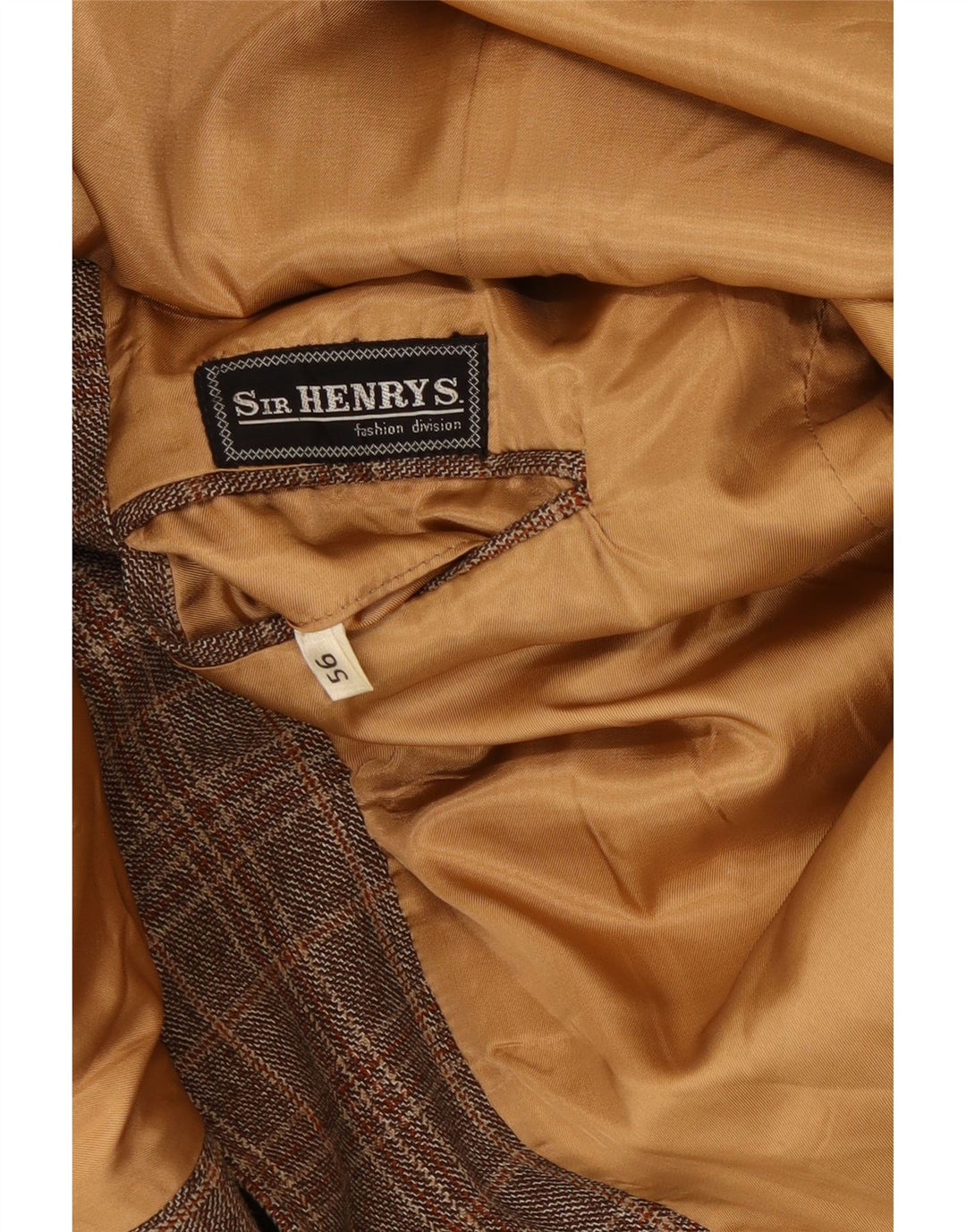Sir Henry's Mens 2 Button Blazer Jacket UK 40 Large Brown Check
