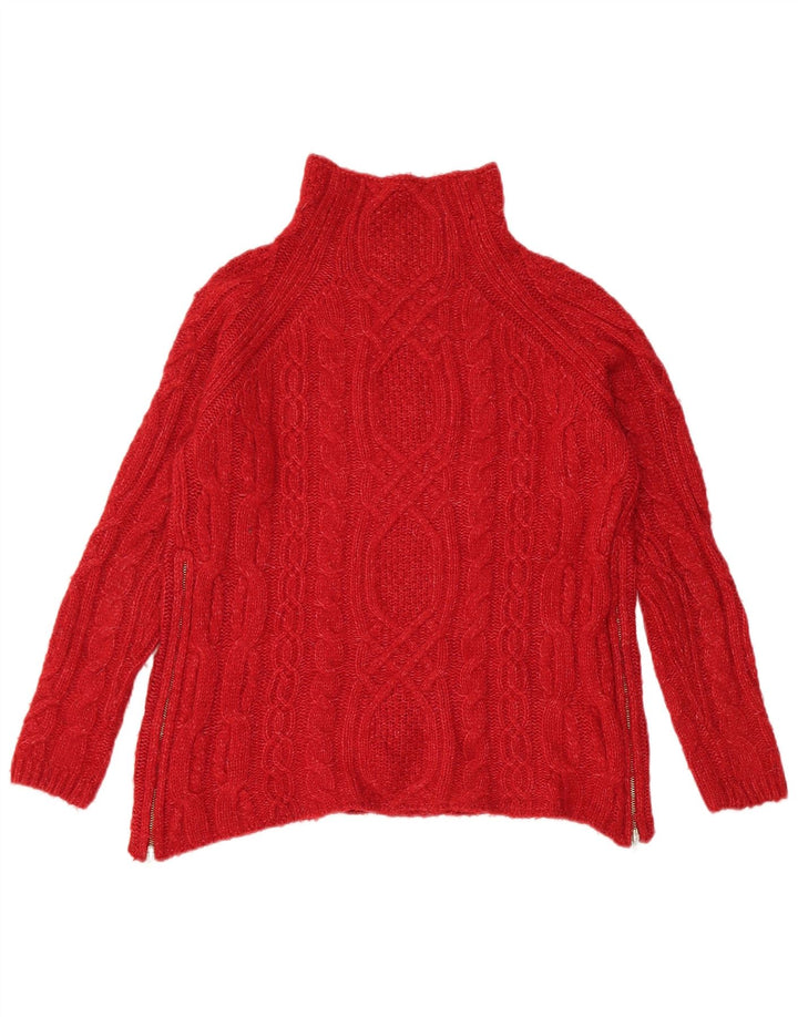 Zara Womens Turtle Neck Jumper Sweater UK 10 Small Red Acrylic