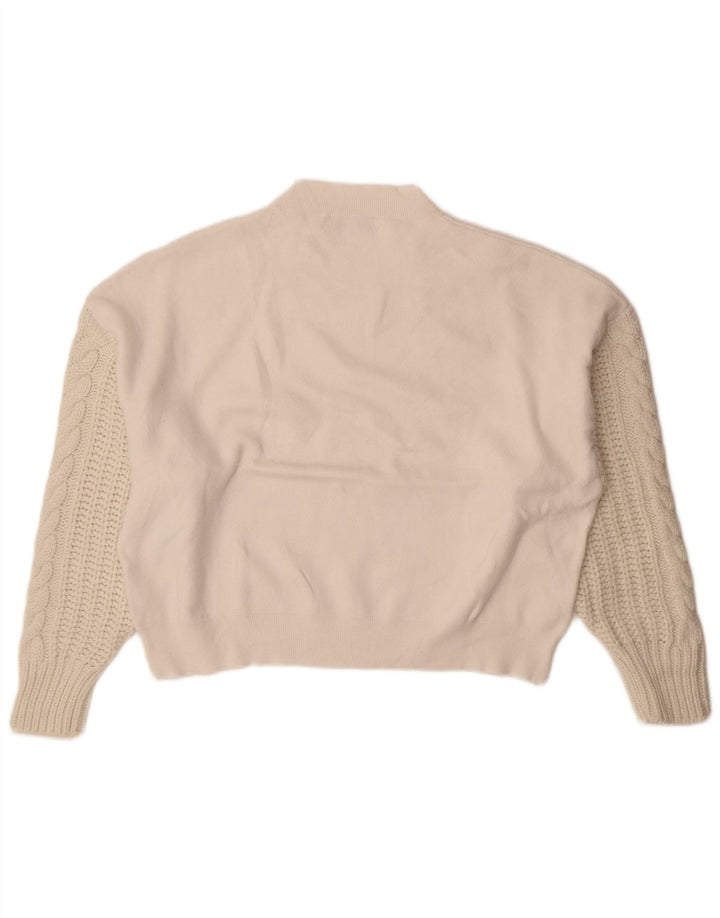 Zara Dame Oversized Turtle Neck Jumper Sweater UK 10 Small White Viscose
