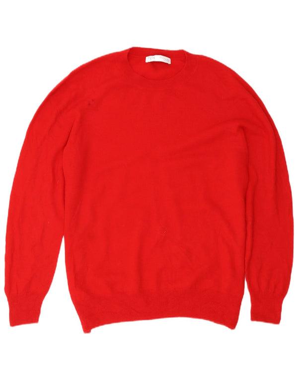 Zara Dame Jumper Sweater UK 18 XL Rød Uld