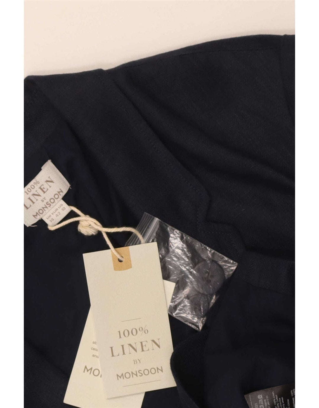 Giacca blazer da donna a 1 bottone Monsoon UK 14 grande lino blu navy