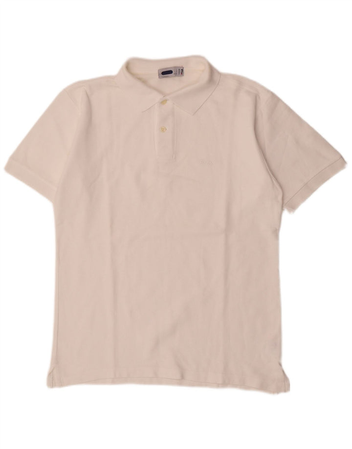 Fila Mens Polo Shirt IT 48 Medium White Cotton