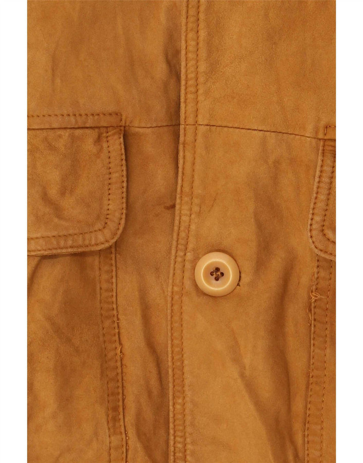 Jaqueta bomber masculina vintage de camurça UK 38 bege médio