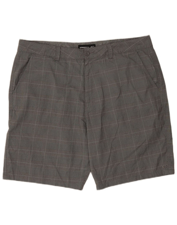 O'Neill Mens Chino Shorts W40 XL Grey Check Polyester