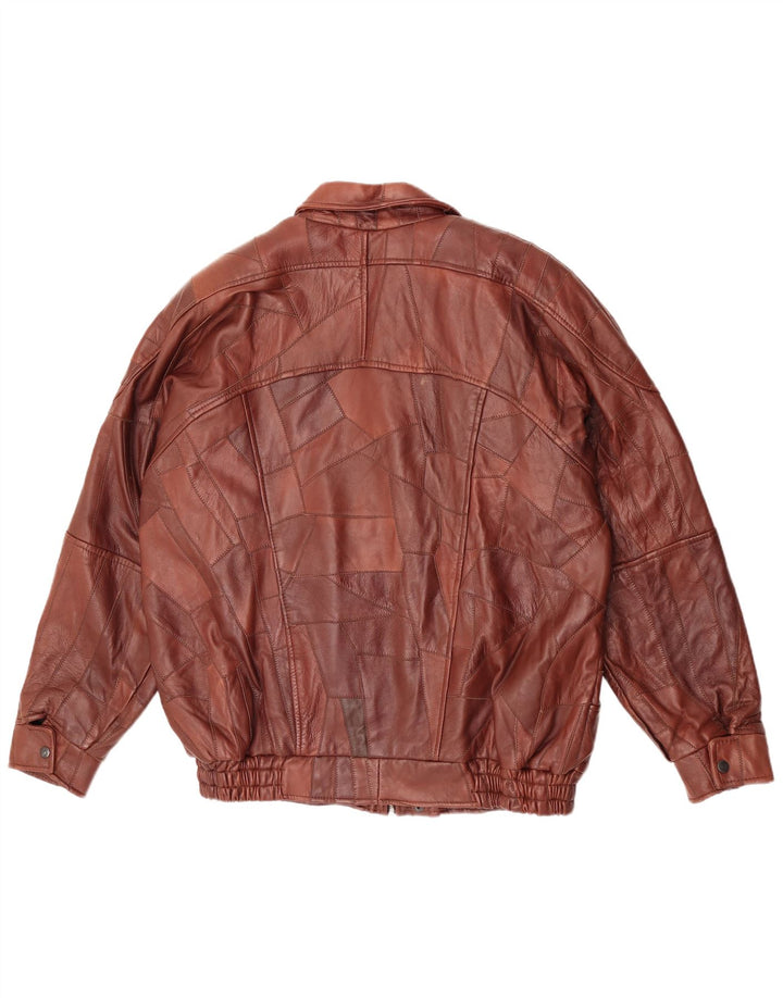 Giacca in pelle vintage da uomo UK 44 2XL Marrone