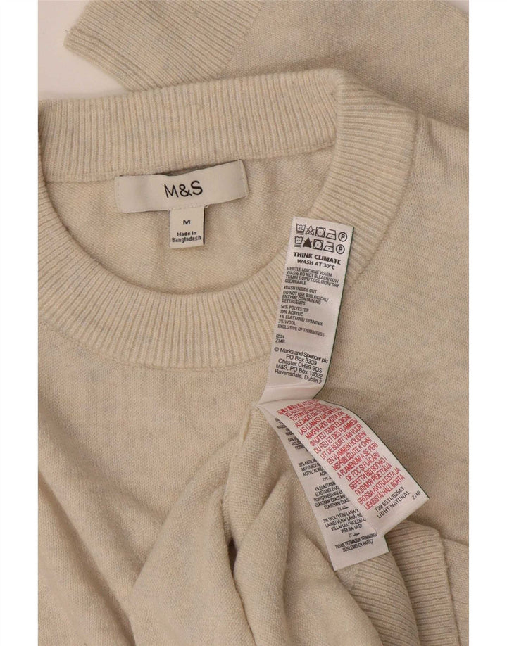 Marks & Spencer Womens Crew Neck Jumper Sweater UK 14 Medium Off White