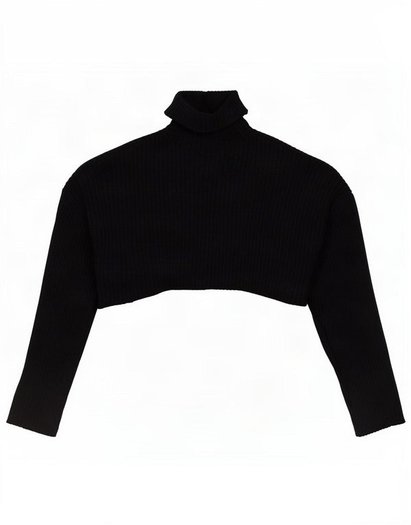 Zara Suéter feminino oversized com gola redonda e gola alta Reino Unido 10 pequeno preto