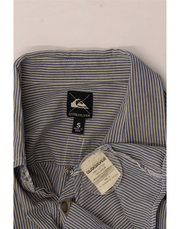 Quiksilver Mens Shirt Small Blue Pinstripe Cotton