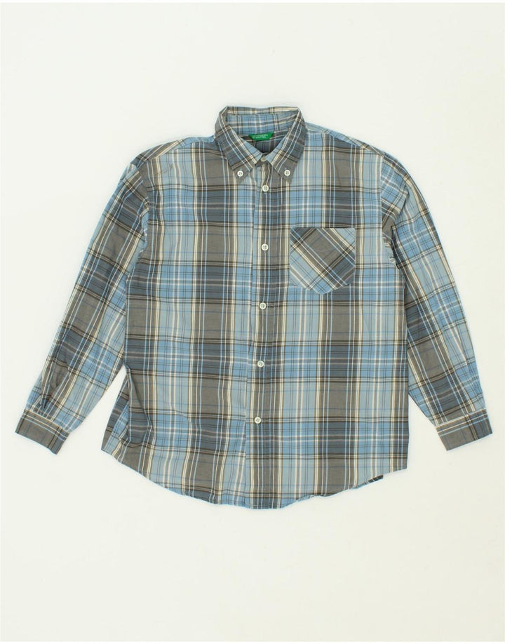 BENETTON Boys Shirt 7-8 Years Medium  Blue Check Cotton Vintage Benetton and Second-Hand Benetton from Messina Hembry 
