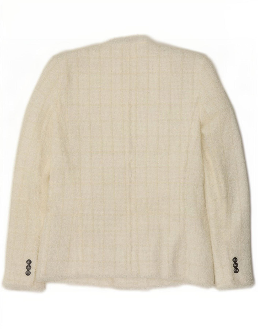 Zara Womens Double Breasted Blazer Jacket UK 12 Medium White Check