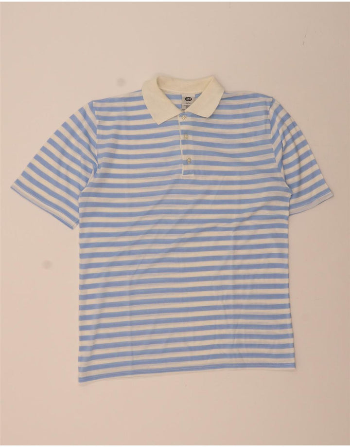 C&A Mens Polo Shirt IT 52/54 Large Blue Striped Acrylic Vintage C&A and Second-Hand C&A from Messina Hembry 